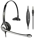 Headset Handy Mono mit Noise Cancelling Mikrofon, WANTEK Smartphone Kopfhörer für iPhone Samsung Huawei HTC LG ZTE BlackBerry Android Mobiltelefon mit 3,5mm Klinkenstecker(F600J35)