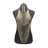 ROSG Party Körperketten Luxus Mode Glänzend Sexy Körper Bauch Goldfarbe Volle Kette Körperkette BH Halskette Quaste Taille Schmuck Körperschmuck