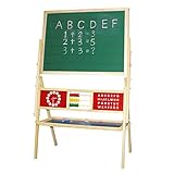 Idena 23905 - Magnet-Standtafel mit Ablage, 2 seitig mit Kreidetafel und Whiteboard, ca. 76 x 38 x 118 cm groß, zum Malen, Schreiben und Rechnen