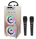 DYNASONIC (3º Generation) Karaoke mit Mikrofon, Karaoke anlage mit Mikrofon enthalten singen (Zwei), Bluetooth Lautsprecher Mehrfarbiges LED-Modell, Modelo 025-19 …