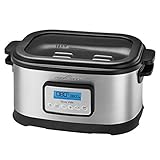 ProfiCook SV-1112 PC-SV 1112 Sous Vide Garer, punktgenaues Garen der Speisen durch elektronische Temperaturregelung, 8,5 Liter Fassungsvermögen, 45 °C–90 °C, LCD-Display, schwarz-edelstahl