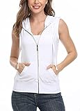 MISS MOLY Ärmellos Sweatjacke Damen Weste Hoodie Shirt mit Reissverschluss Kurzarmjacken Sweatshirt Weiß Medium