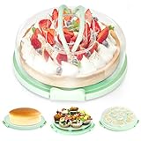 Ohuhu Kuchen Transportbox, 4-in-1 Mehrzweck Torten Transportbox mit Deckeln und Tragegriff, Tortentransportbox für 10 Zoll Kuchen, Kuchen Transportbox Rund für Cupcake Nüsse Eier, Tolle Geschenke