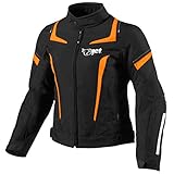 Jet Motorcycle Motorradjacke Frauen Damen Sommer Winter Gepanzerte Textilwasserdichte ELEKTRA (XL (14/16), Orange)