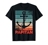 Herren Papitän | Papa und Kapitän Lustiges Retro Anker Vatertag T-Shirt