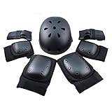 FUCNEN Schoner Set Erwachsene 7 Stücke Schutzausrüstung Verstellbar Knieschützer Handschützer Ellbogenschützer Helm Skate Protektoren Damen für Inliner Skateboard Fahrrad Rollschuh Hoverboard Scooter