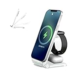 YOOUS 3 in 1 Faltbar Kabelloses Ladegerät,Fast Wireless Charger,Induktive Ladestation Kompatibel mit iPhone 12 13 11 Pro Max/X/XS/XR/8 Plus Apple Watch 7 SE 6 5 4 3 AirPods 3/Pro/2 und Qi-fähige Handy