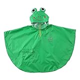 mama stadt Kinder Regenponcho Unisex Regencape Mädchen Jungen 100% Regensichere Regen Poncho Regenmantel Regenjacke Kinder Wasserdicht Atmungsaktiv, Frosch Grün/ M (2-4 Jahre)