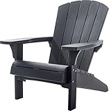 'Allibert by Keter' Troy Adirondack Chair, Outdoor Gartenstuhl aus Kunststoff, grau, wetterfest, amerikanischer Design-Klassiker, für Garten, Terrasse und Balkon, 93 x 81 x 96,5 cm