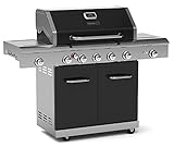 Nexgrill Deluxe 5B Gasgrill I 5 + 2 Brenner Gas Grill mit Edelstahl-Seitenkocher & Infrarot Seitenbrenner I Grillwagen mit Pro Touch Gusseisen-Grillrost & Keramik Backburner