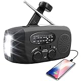 KoveYzao Solar Radio, Notfall Radio mit Kurbel, Dynamo Wetter AM/FM/NOAA Radio,SOS-Alarm,2000mAh Wiederaufladbare Powerbank,USB Handy Lader,LED Taschenlampe,Für Wandern, Camping, Ourdoor (Schwarz)