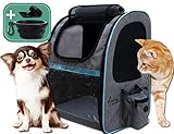 dainz® Einzigartiger Hunderucksack, Katzenrucksack nur für kleine Tiere bis MAXIMAL 6kg inkl. Anschnallgurt & Zubehör mit kratzfesten PVC Netzen | Rucksack für Hunde, Katzen, Kleintiere, etc.