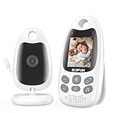 BOIFUN Babyphone mit Kamera Tragbares 2,4 Ghz Nachtsicht-Video-Babyfon Vox-Funktion und Intelligentes Standby Temperatursensor Gegensprechanlage Schlaflieder Lange Akkulaufzeit