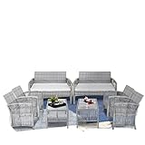 TJLSS 8 Stück Gartenmöbel Korbstühle Tisch Patio Set Outdoor Sofa for Garten, Hinterhof, Veranda und Pool