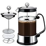 MAISITOO French Press Kaffeebereiter mit Edelstahl Filter 1000 ml, French Coffee Press, Kaffeepresse Kaffeemaschine Kaffeekanne, Cafetière, Kaffeezubereiter, Coffee Press aus Glas(Black)