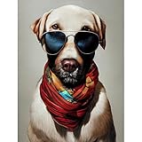 Doppelganger33 LTD Dog Fashion Posh Labrador Aviator Sunglasses Neckerchief Extra Large XL Wall Art Poster Print