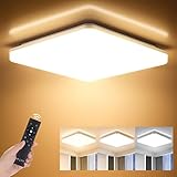 LEOEU LED Deckenleuchte Dimmbar mit Fernbedienung, Deckenlampe Badezimmer 18W 1800LM IP54 3000K-6500K, LED Panel Leuchten Flach für Wohnzimmer Schlafzimmer Kinderzimmer Küche Balkon Flur, 22x22x4.8cm