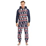 Eauptffy Pyjama Herren Schlafanzug, Schlafoveralls Herren Fleece Overall Pyjama Fasching Langarm Einteiler Hoodies Fleece Hoodie Weihnachten Sleepwear Hausanzug mit Kapuze