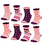 Occulto KINDER SOCKEN für JUNGEN und MÄDCHEN (8 PAAR) aus BAUMWOLLE, GEMUSTERTE KINDERSOCKEN für JUNGEN und MÄDCHEN in FUSSBALL, HERZEN, STREIFEN, PUNKTE MUSTER 31-34 Herzen-Pink