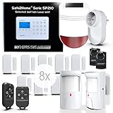 Safe2Home® Funk Alarmanlage Großes Set SP210 mit Sabotageschutz u Lichtsteuerung - deutsch - GSM WLAN Alarmsystem SMS Alarmierung - Alarmanlagen fürs Haus Büro inkl. Zubehör und Sensoren