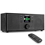 Audizio Rimini Internet Radio WLAN, Bluetooth Radio mit Fernbedienung, Spotify Connect, Sleeptimer, Alarmfunktion, modernes Küchenradio mit Display - Schwarz