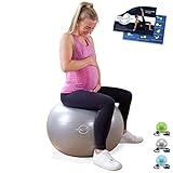 VITALWORXX Gymnastikball für Schwangere, extrem stabil, Sitzball Yogaball Pezziball 65 cm mit Pumpe, mit Übungen für Schwangerschaft, Geburt, Gesundheit, Yoga, Fitness, Büro, Arbeit, Erholung, Pilates