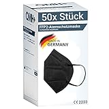 COCO BLANCO 50x FFP2 Maske Schwarz CE Zertifiziert aus Deutschland I 100% MADE IN GERMANY I Atemschutzmaske Partikelfiltermaske (50 Stück, schwarz)