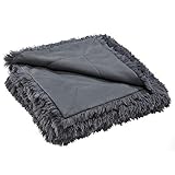 CelinaTex Kuscheldecke 150 x 200 cm grau Sofadecke Longhair Kunstfelldecke Flokati Optik Decke Fleece Oeko-TEX Shetland