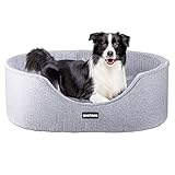 HMTOPE Hundebett , Waschbar, Hohe Kante, Hundekissen, Katzenbett, Hundekorb, Hundesofa, Hellgrau, 91cm