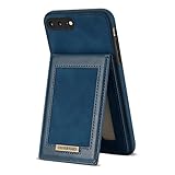 Beddouuk Hülle für iPhone 7 Plus/iPhone 8 Plus,PU Leder Wallet Kartenhalter StoÃŸfeste Schutzhülle mit [Kartenfach] Weiche StoÃŸfest Handy Tasche Bumper Case für iPhone 7 Plus/iPhone 8 Plus-Blau