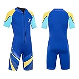 ZCCO Kids Neoprenanzug Neopren Thermal Badeanzug, Jugend Jungen Mädchen One Piece Wet Suits,Blau XXS