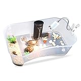 Ysoom Aquarium, Schildkröten Zuchtbox mit Schildkröten-Trocknungsplattform Schildkröten Terrarium Aquarium zubehör Wasserschildkröten Haus aus Kunststoff (White)