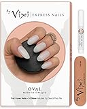 600-stück MITTEL OVAL NAGEL-SET, GRATIS KLEBER UND VORBEREITUNGS FEILE, 10 Größen - Opak Express-Fingernagelverlän gerungen, vollabdeckung. Für Profis & Heimgebrauch - By Vixi