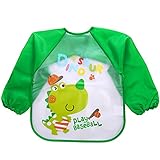 GGLHY Comic-Mädchen Ärmel Schürze von Jungen Kinder Long Smock Fütterung Waterpro Lätzchen Kleinkinderbabypflege Baby Kleinkind Wasserdicht mit eingebauten Tasche (C, One Size)