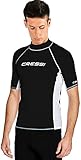 Cressi Herren T-shirt Rash Guard UV Sun Protection (UPF), Schwarz/Weiß, Gr. 56 (Herstellergröße:XXL/6)