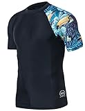 HUGE SPORTS Herren Kurzarm Splice Skins Rash Guard Shirt Schnelltrocknend Schwimmshirt Sonnenschutz Tukan 3XL