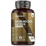 Knoblauch Kapseln - 15.000mg (500:1 Extrakt) je Tagesdosis - 180 Weichkapseln für 6 Monate - Enthält Allicin auf natürliche Weise - Fermentiert - Geruchs- & Geschmacksneutral - Von WeightWorld