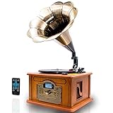 LAUSON CL147 Grammophon Plattenspieler Bluetooth | Nostalgie Holz Musikanlage | Retro Stereoanlage | Retro Radio | CD Player | MP3 mit USB (Naturholz)