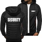 BABQ-ITYG Herren Hoodies Jacke für Security Patchwork Hoody Lässiger dünner Fleecemantel Full Zip Activewear für Frühling und Herbst-Black||XL