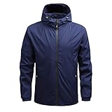 Männer Solide Herbst und Winter Casual Einfache Mantel Sport Tasche Reißverschluss Baseball Kleidung Fliegende Jacke Herrenjacken Übergang (Blue, XL)