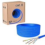 hb-digital 50m Cat. 8 Netzwerkkabel Verlegekabel Installationskabel B2Ca Datenkabel Innen-∅ 0,6 mm Ethernet LAN Kabel bis zu 40 Gbit/s Kupfer S/FTP max. 2000 MHz PIMF LSZH Halogenfrei AWG 22/1 blau