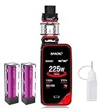 Elektronische Zigarette, Authentic Smok 225W X Priv Kit,Vapes Starter Kit mit 8ml Tank TFV12 Prince Kerne, Batterien und Colorfulscreen,Ohne Nikotin, Ohne Flüssigkeit (Schwarz Rot)