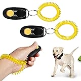 GHEART Hund Clicker, Trainings-Clicker mit Handschlaufe, Hundetraining Klicker, Finger Clicker für Clickertraining, Hundeerziehung und Hundetraining für Hund, Katze, Pferd, 2 Stück, Schwarz