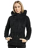 Urban Classics Damen Ladies Long Teddy Hoody Kapuzenpullover, Schwarz (Black 7), Large