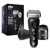 Braun Series 8 Rasierer Herren mit 3+1 Scherkopf, Elektrorasierer & Trimmer für Präzision, Sonic-Technologie, 40°-Kopf, Konturenanpassung, Reinigungsstation, Wet & Dry, Geschenk Mann, 8450cc, schwarz