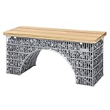 bellissa Sitzbank Bogengabione ARCO mit Sitzfläche aus Douglasien-Holz - 97133 - Romantische Gabionenbank- Gartenbank aus Gabionen im Nostalgie-Stil - 125 x 45 x 54 cm