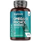 Omega 3 Kapseln - 2000mg Fischöl je Kapsel - 240 Stück - 1100mg Omega 3, 660mg EPA & 440mg DHA Fettsäuren pro Portion - Nachhaltig, Rein & Ohne Zusätze - Herzfunktion & Blutdruck - WeightWorld