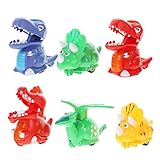 TOYANDONA Dinosaurier-Spielzeug aus Kunststoff, kreativ, zum Zurückziehen, für Kinder, Lernspielzeug, 6 Stück