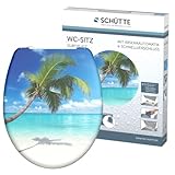 SCHÜTTE WC-Sitz Duroplast CARRIBEAN, Toilettensitz mit Absenkautomatik und Schnellverschluss für die einfache Reinigung, maximale Belastung der Klobrille 150 kg, Motiv Strand 82363