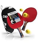 DIEKER SPORTS Tischtennisschläger Profi Set - 2x Tischtennis Schläger [erstklassiger Spielgrip für höchste Präzision] - 3 hochwertige 3Stern Bälle - Tischtennisschläger Set für Hobbysportler & Profis